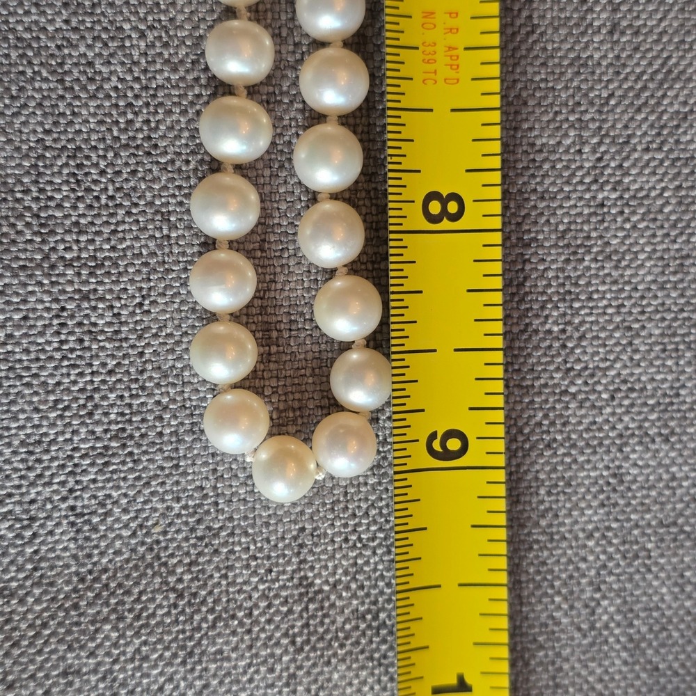 Vintage 14K Yellow Gold Cultured Pearl Strand Necklace 18 Inch 6mm Knotted Clasp - Picture 6 of 9